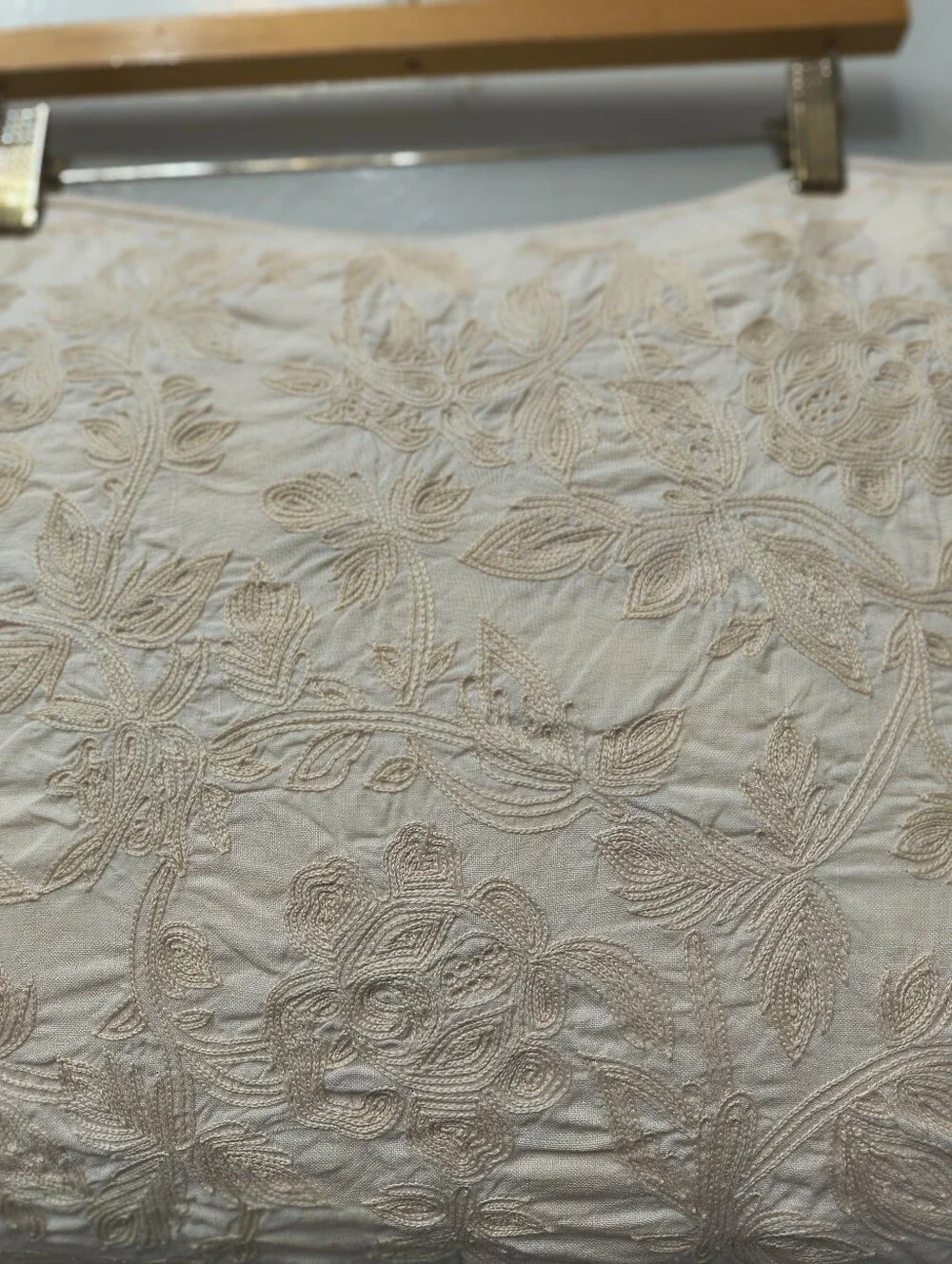 Lauren Ralph Lauren Tan Cream Dorset Embroidery Chain Stitch Pillows Covers
